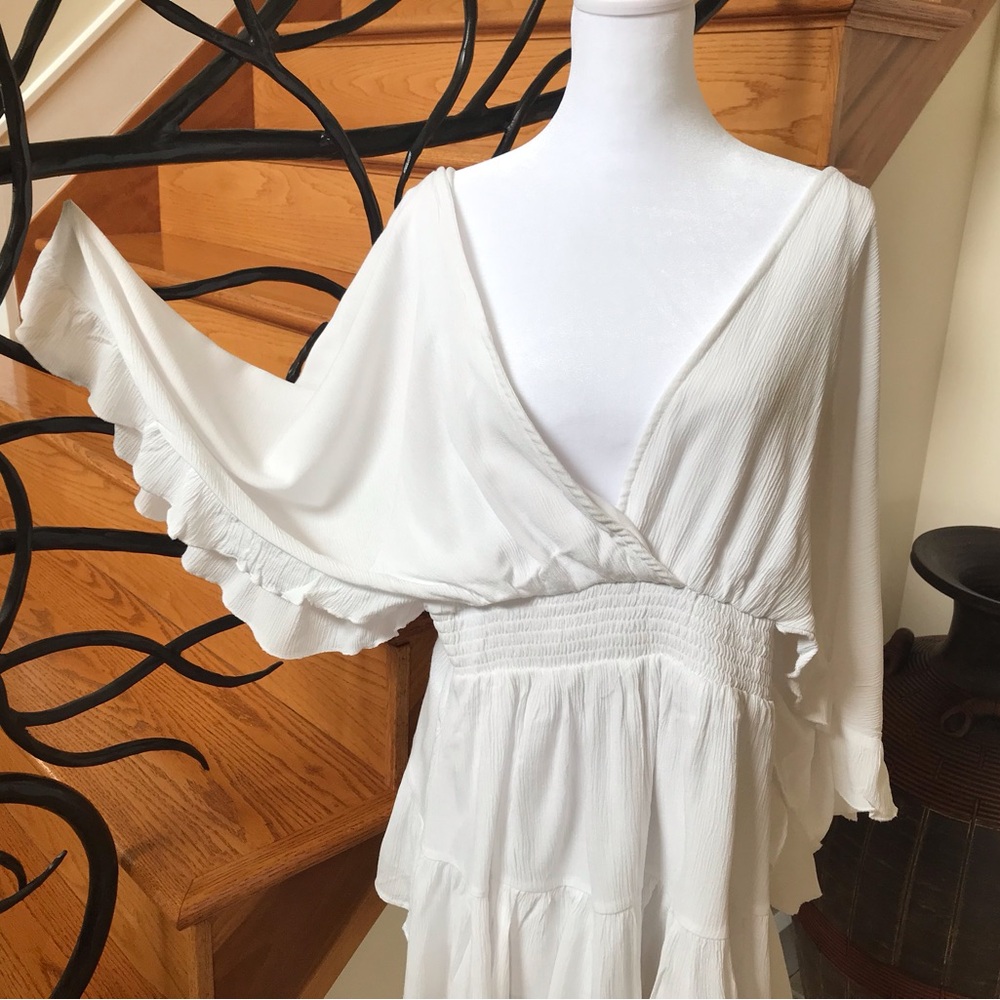 White Ruffled Wrap Dress - Picture 3 of 6